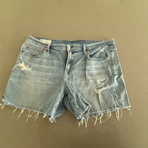 Women's Gap Sz 16 (33")  Girlfriend Distressed Frayed 5" Mid RiseJean Shorts EUC